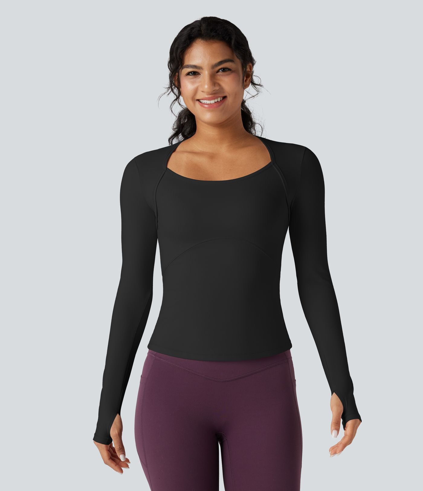 Top de sport yoga SoftlyZero™ Plush manches longues avec trous pouces