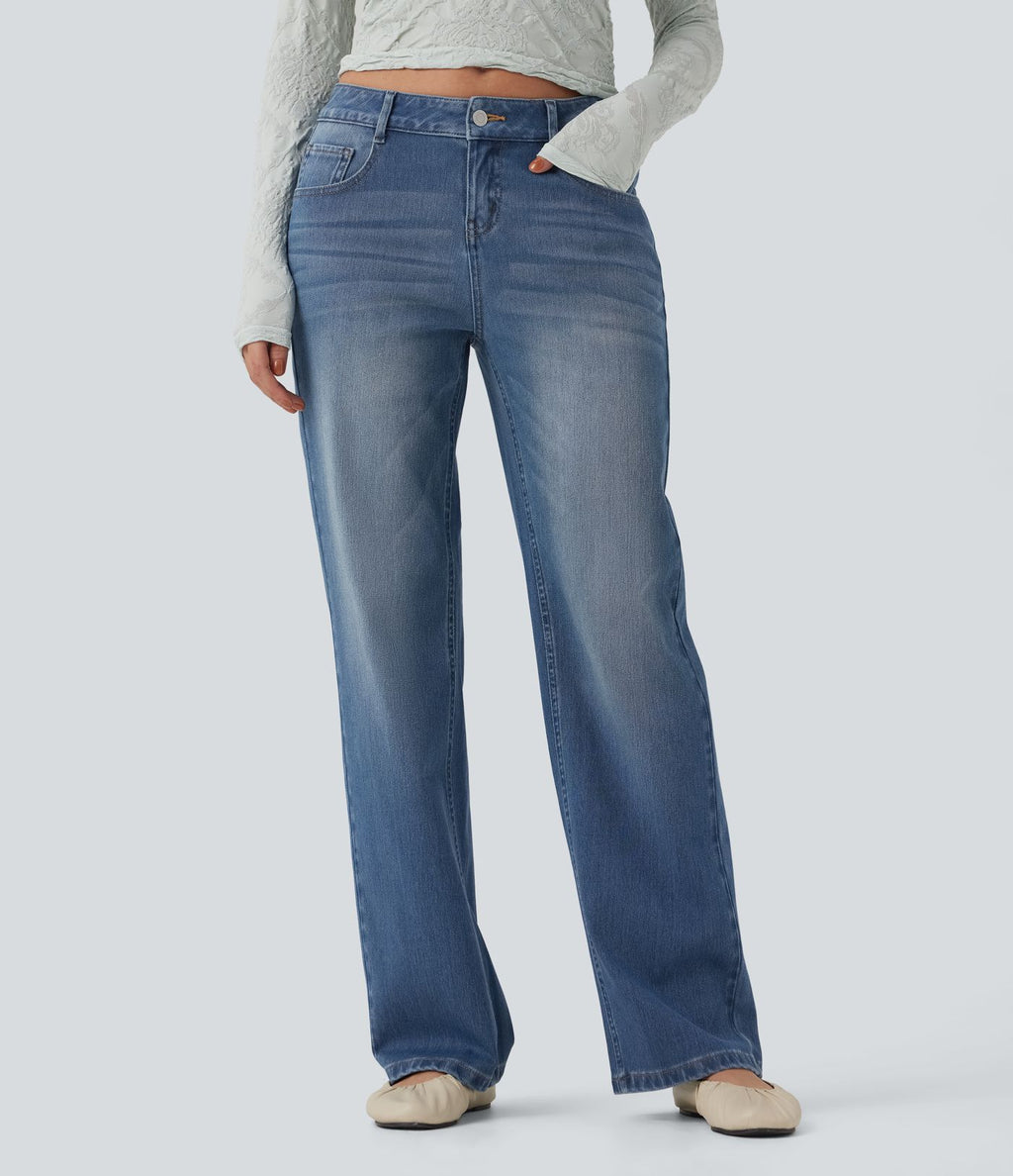 Jean décontracté Halara Flex™ taille basse coupe droite avec poches