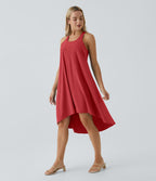 Robe décontractée mi-longue Breezeful™ dos nageur poche latérale fluide asymétrique séchage rapide A-C