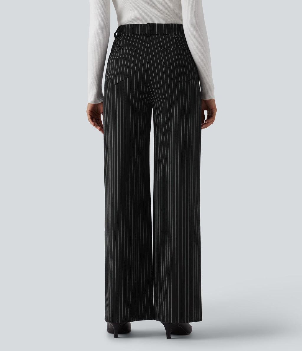 Pantalon de travail Halara Flex™ large taille haute à rayures et effet frais InstantCool avec poches