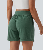 Short décontracté croisé taille haute 12,5 cm avec poches