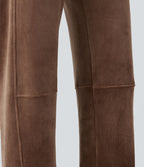 Pantalon barrel polaire côtelé taille mi-haute avec poches