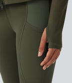 Veste SoftlyZero™ à capuche manches longues avec trous pouces détails plissés et poches-UPF50+