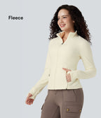 Veste randonnée col cheminée manches longues avec trous pour pouces et poches