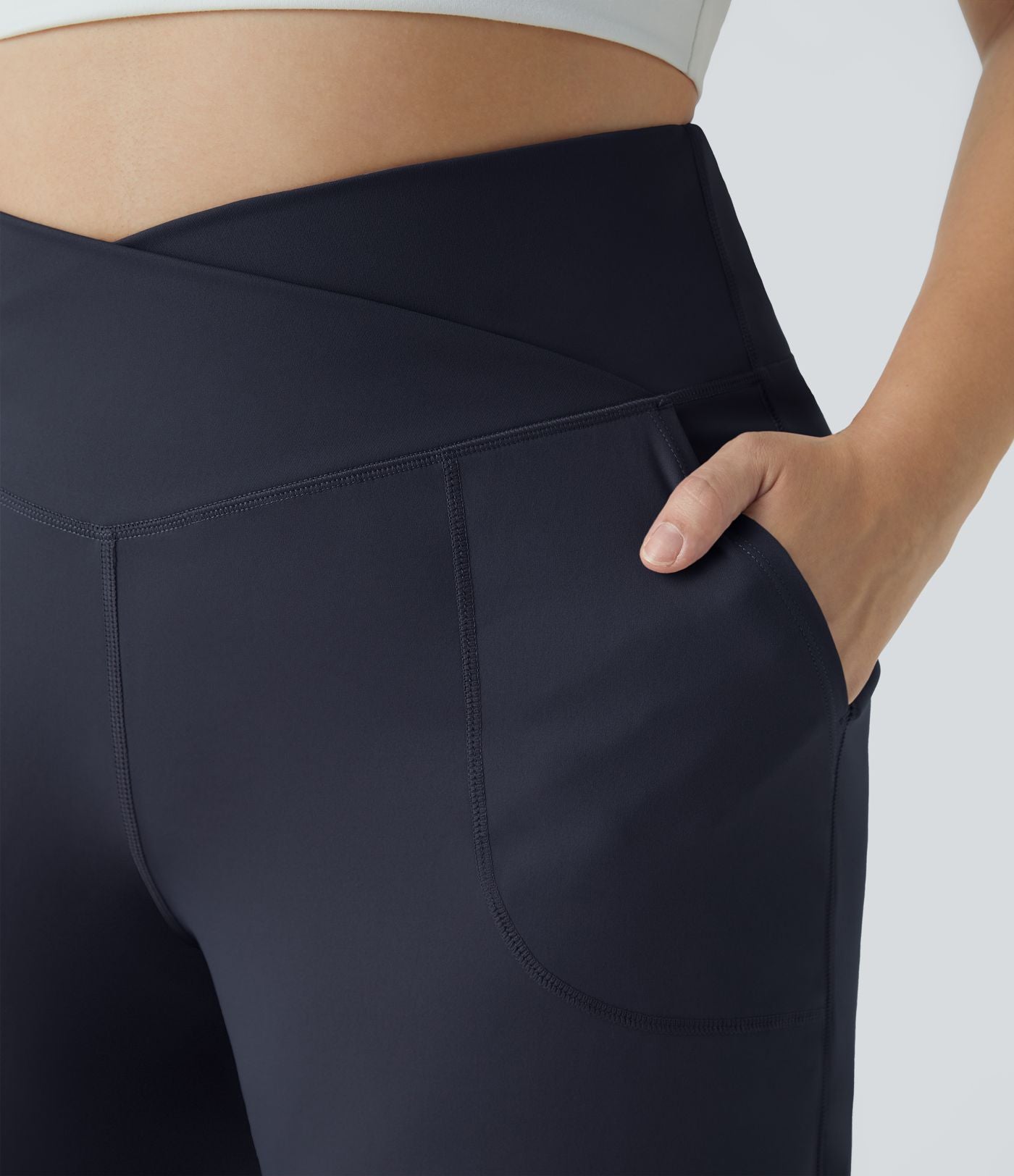 Pantalon yoga large grande taille croisé avec ourlet et poches DayStretch - Smile