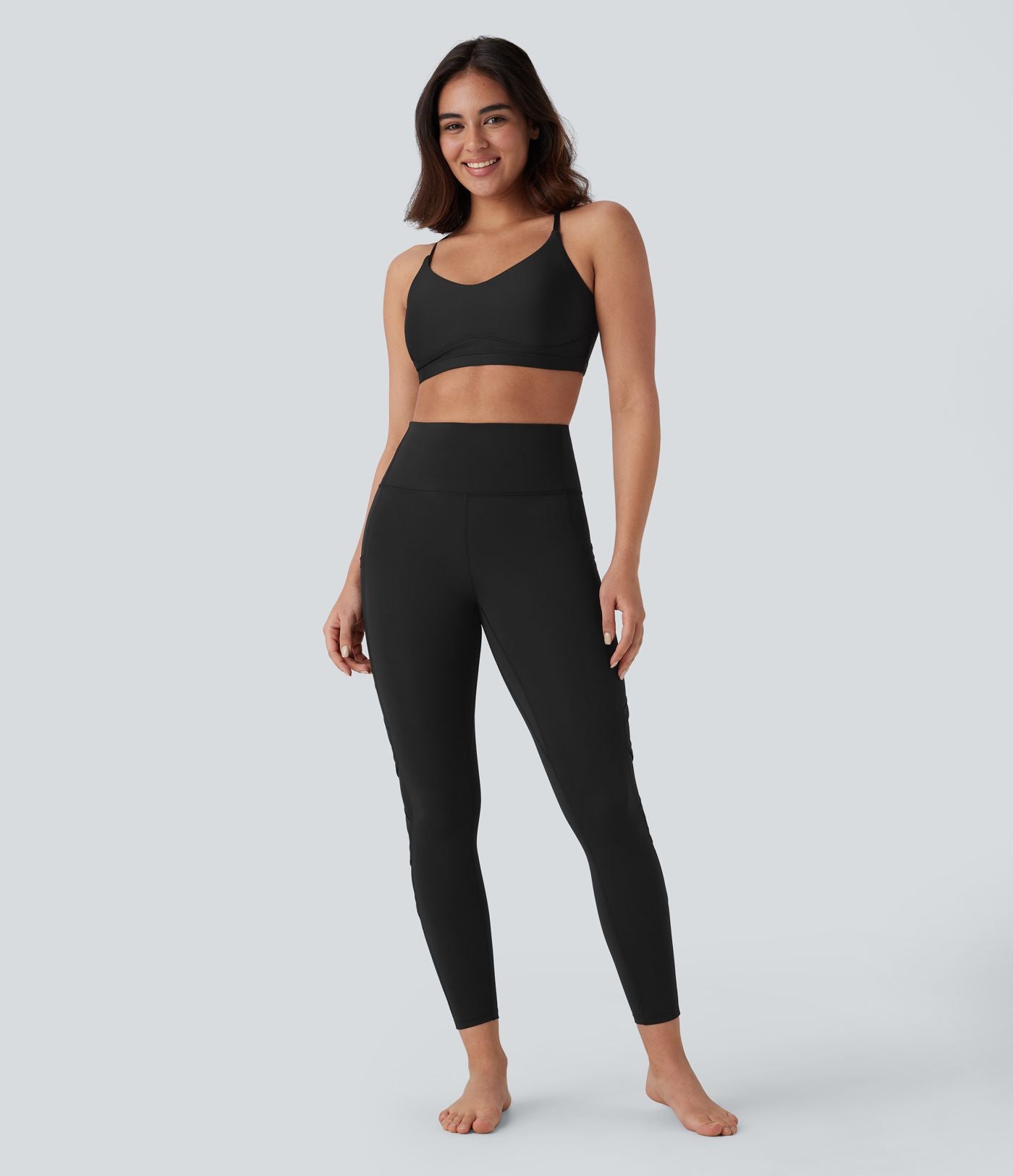 Legging de yoga 7/8 SpeedWave™ taille haute avec poches latérales et empiècements en mesh contrastés à séchage rapide