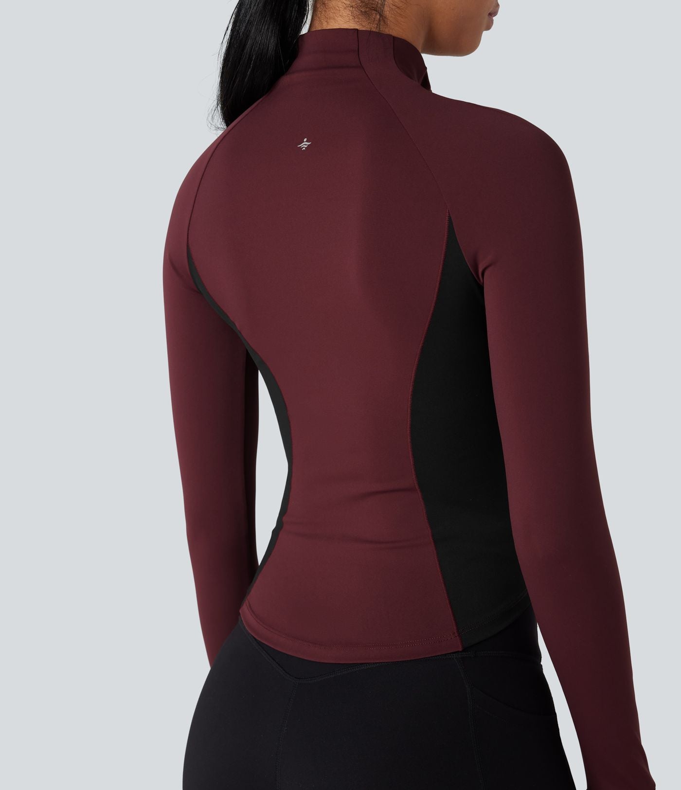 Veste yoga SoftlyZero™ Airy col montant manches longues passe-pouces color block effet frais InstantCool, protection solaire UPF50+