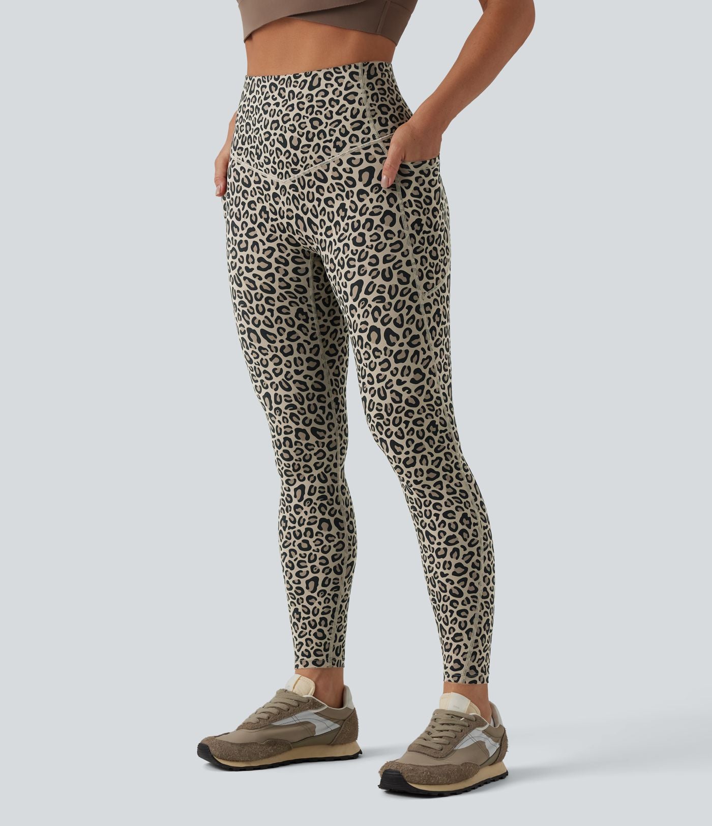 Legging de yoga gainant taille haute imprimé léopard avec poches Halara UltraSculpt™