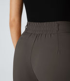 Pantalon de travail Halara Flex™ droit froncé avec poche zippée, taille haute