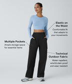 Pantalon cargo de camping déperlant et résistant à l’usure, taille haute, avec poches