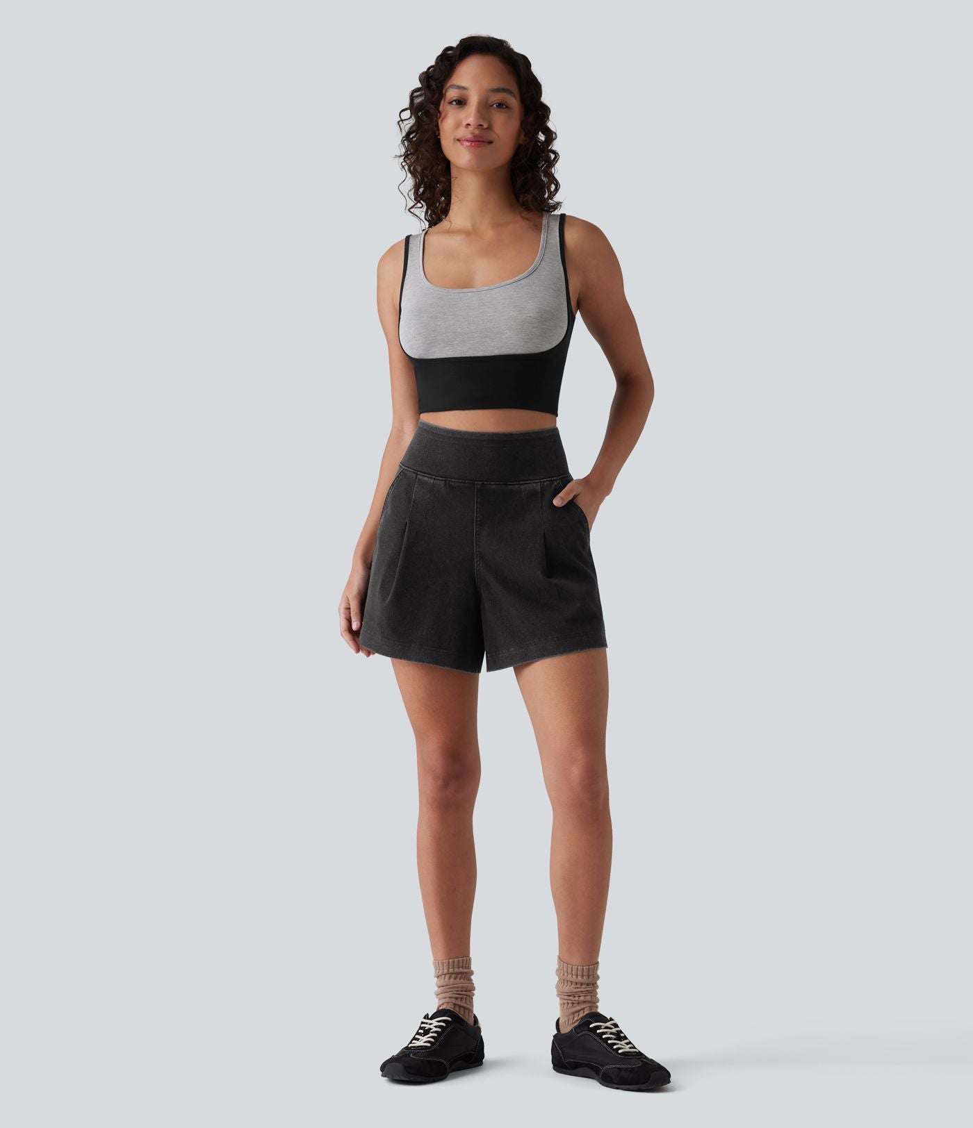 Short en jean ample Halara Flex™ taille haute décontracté avec poches