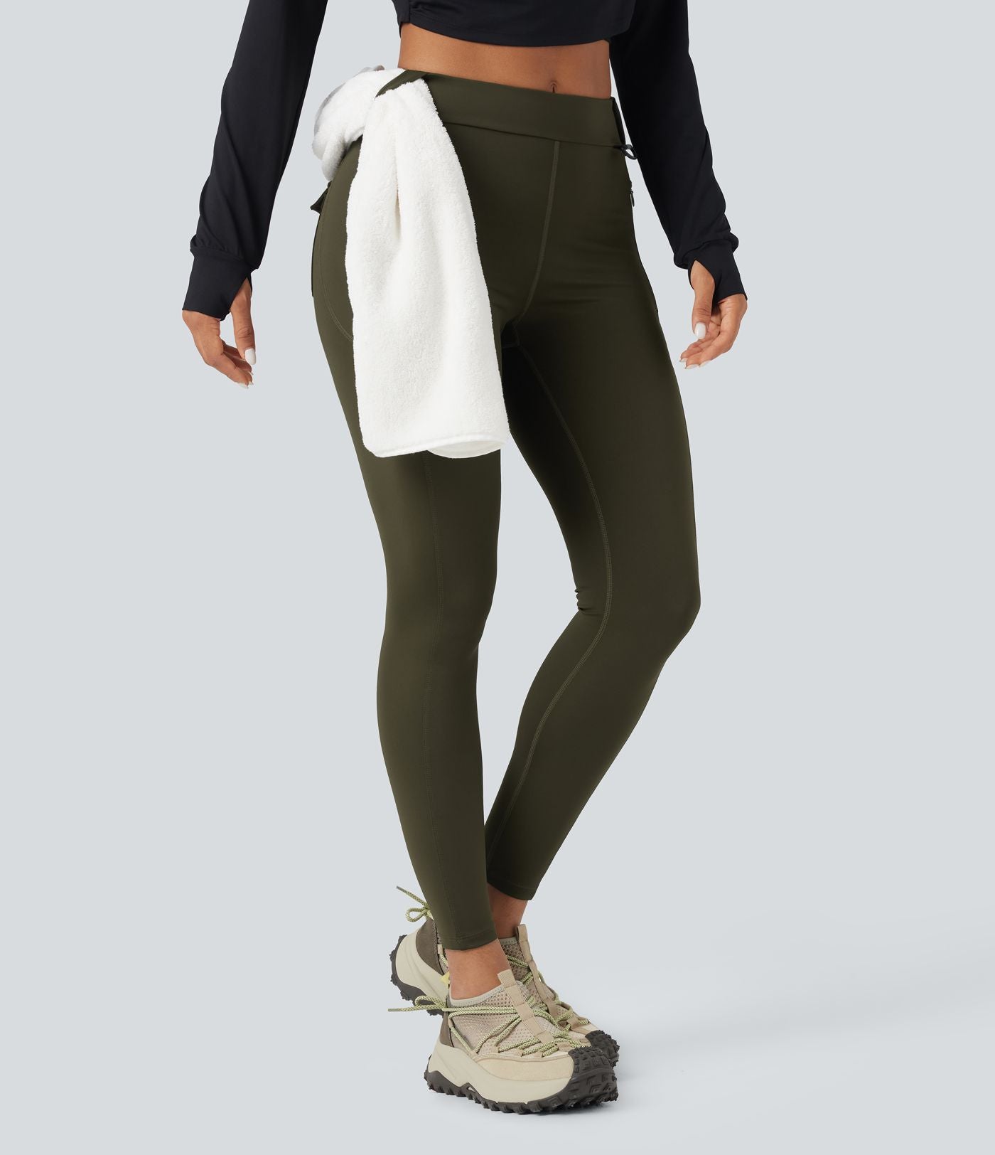 Legging cargo de randonnée résistant à l'usure taille mi-haute avec poches
