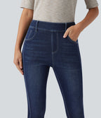 Jean skinny 7/8 décontracté taille mi-haute délavé Halara Flex™ avec poches