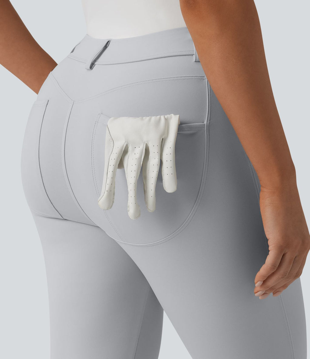Pantalon de golf slim taille mi-haute séchage rapide avec poche pour tee, UPF 40+