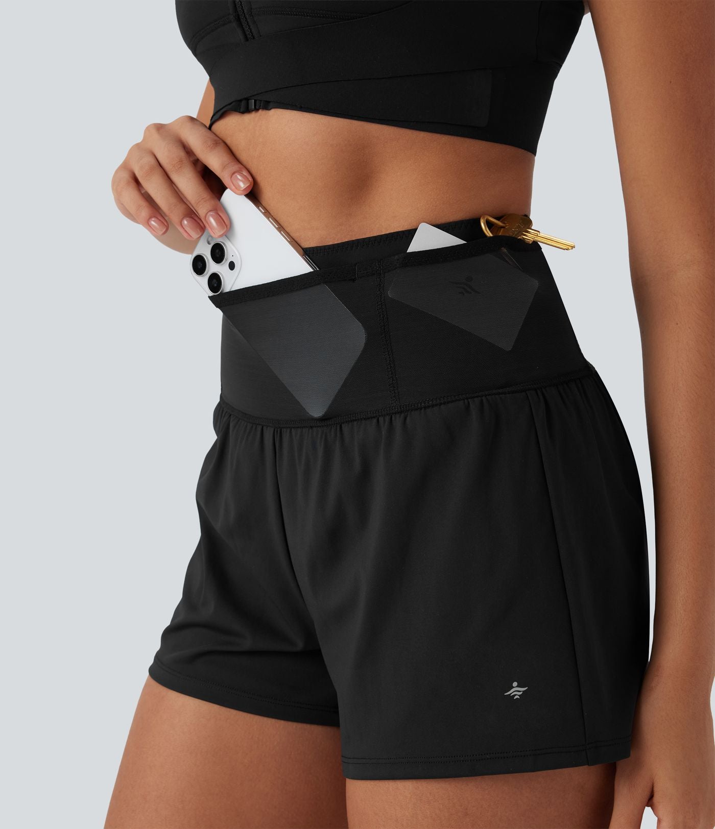 Short de course SpeedWave™ taille haute mesh contrastant 2-en-1 séchage rapide avec multiples poches