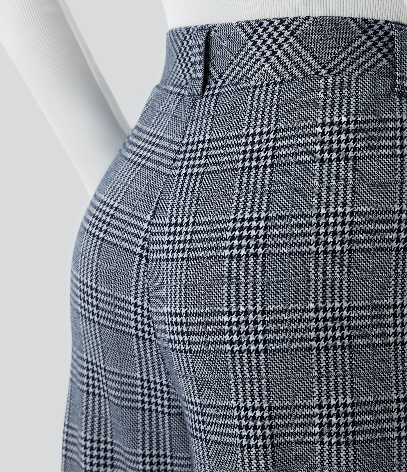 Pantalon taille haute décontracté large à carreaux, avec poches