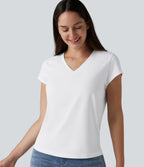 T-shirt casual col V manches courtes