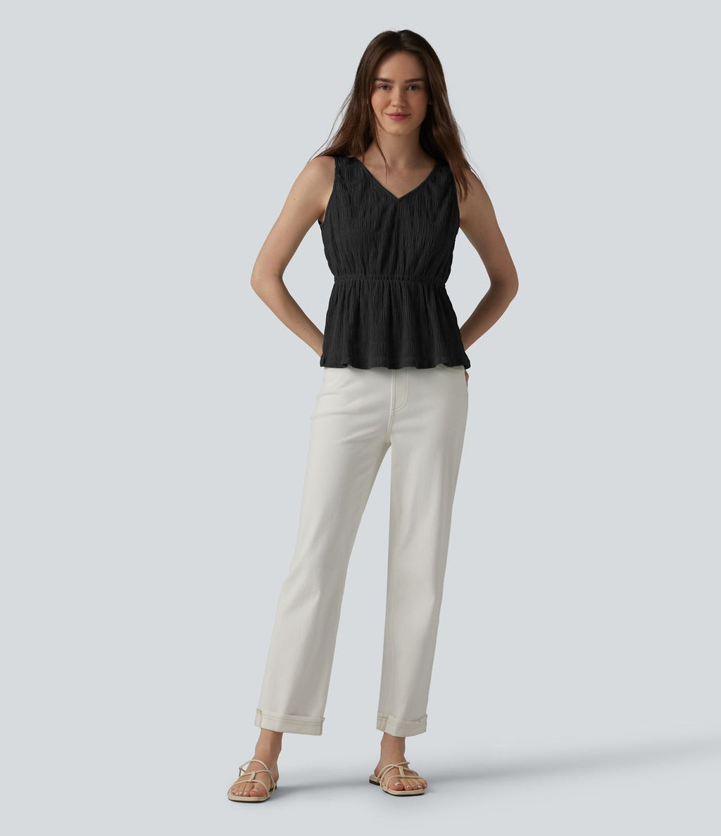 Débardeur casual texturé froissé col V