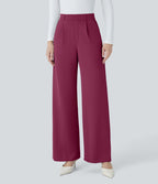 Halara Flex™ Pantalon Tailleur Droit à Taille Haute avec Pli Poches Latérales en Crêpe