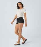Halara Flex™ Shorts Casual en Denim Tricot Extensible à Taille Mi-Haute avec Poches Arrière