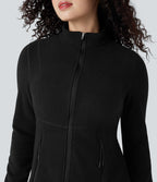 Veste randonnée col cheminée manches longues avec trous pour pouces et poches