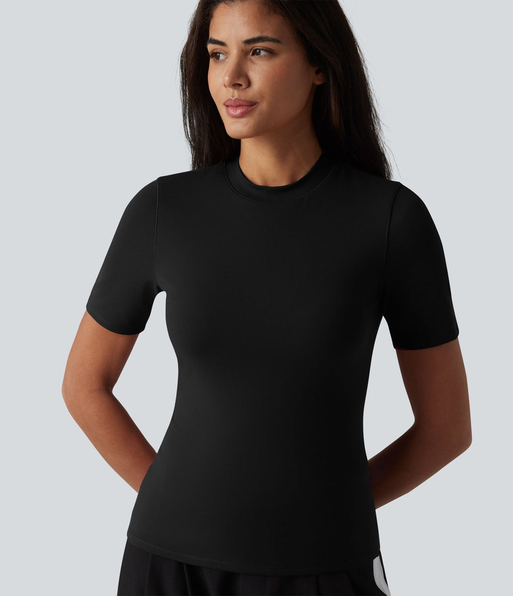 T-shirt col rond manches courtes avec brassière intégrée