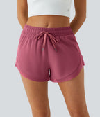 Shorts Running 7,5cm 2 en1 Taille Mi-Haute Cordon de Serrage Empiècement Mesh Contrastant