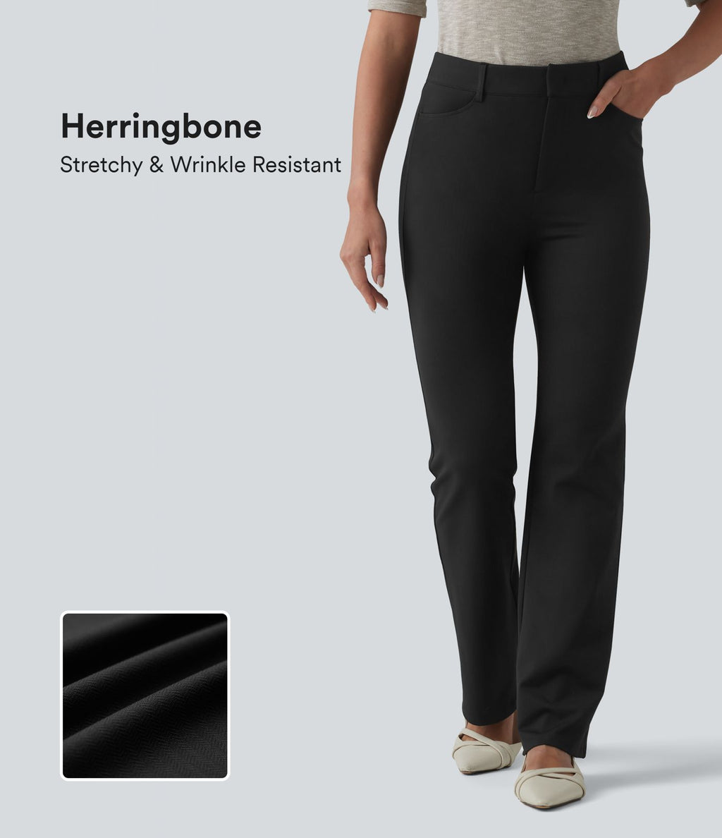 Halara Flex™ Pantalon tailleur bootcut taille haute à chevrons avec poches