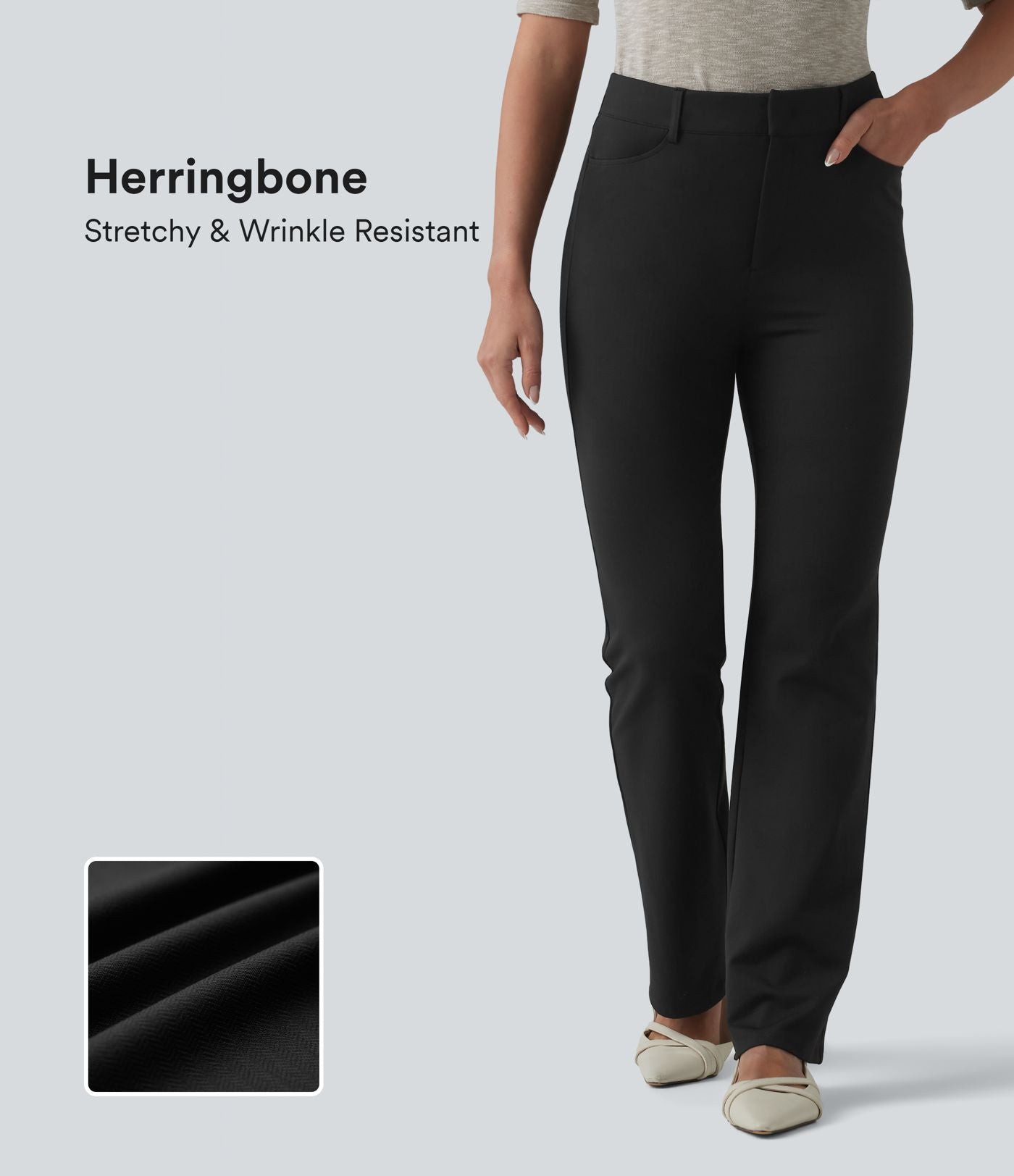 Halara Flex™ Pantalon tailleur bootcut taille haute à chevrons avec poches