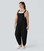 Sangle Réglable Bouton Plusieurs Poches Plissé Gaufré Casual Grande Taille Salopette
