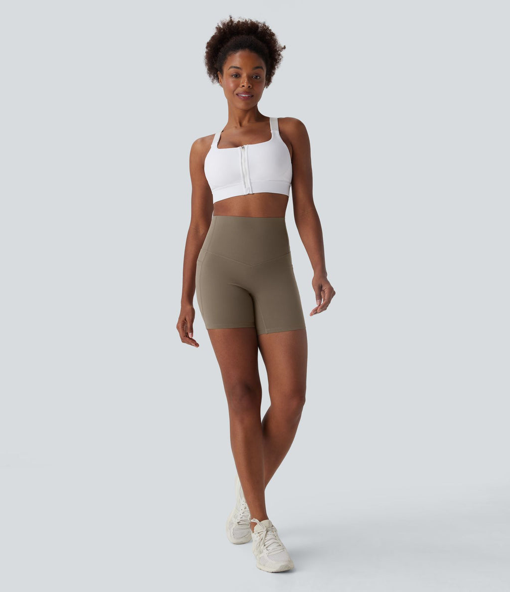 Short cycliste 12,5 cm d'entraînement gainant galbant taille haute avec poches Halara UltraSculpt™