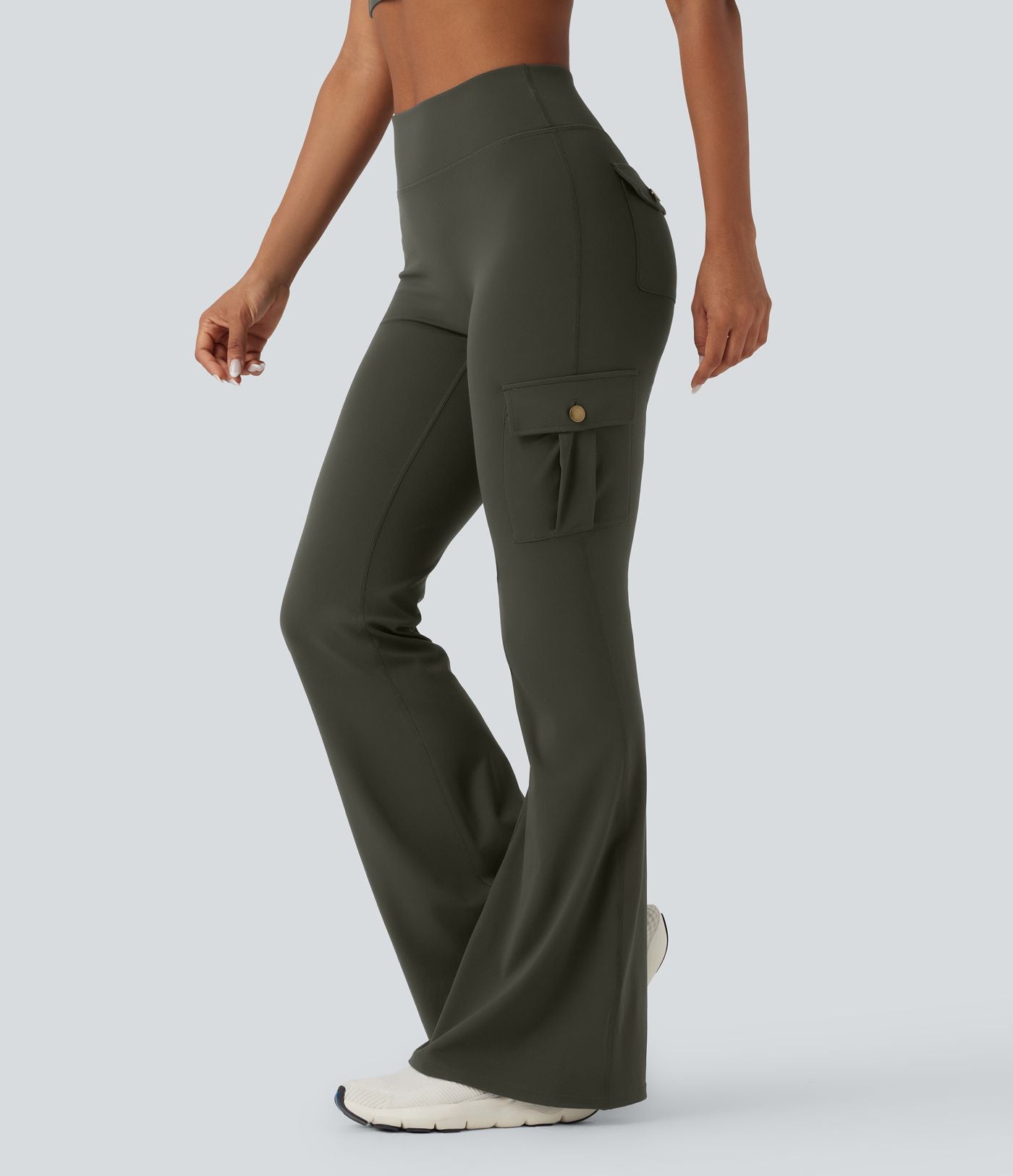 Pantalon évasé d'entraînement gainant froncé taille haute DayStretch avec poches