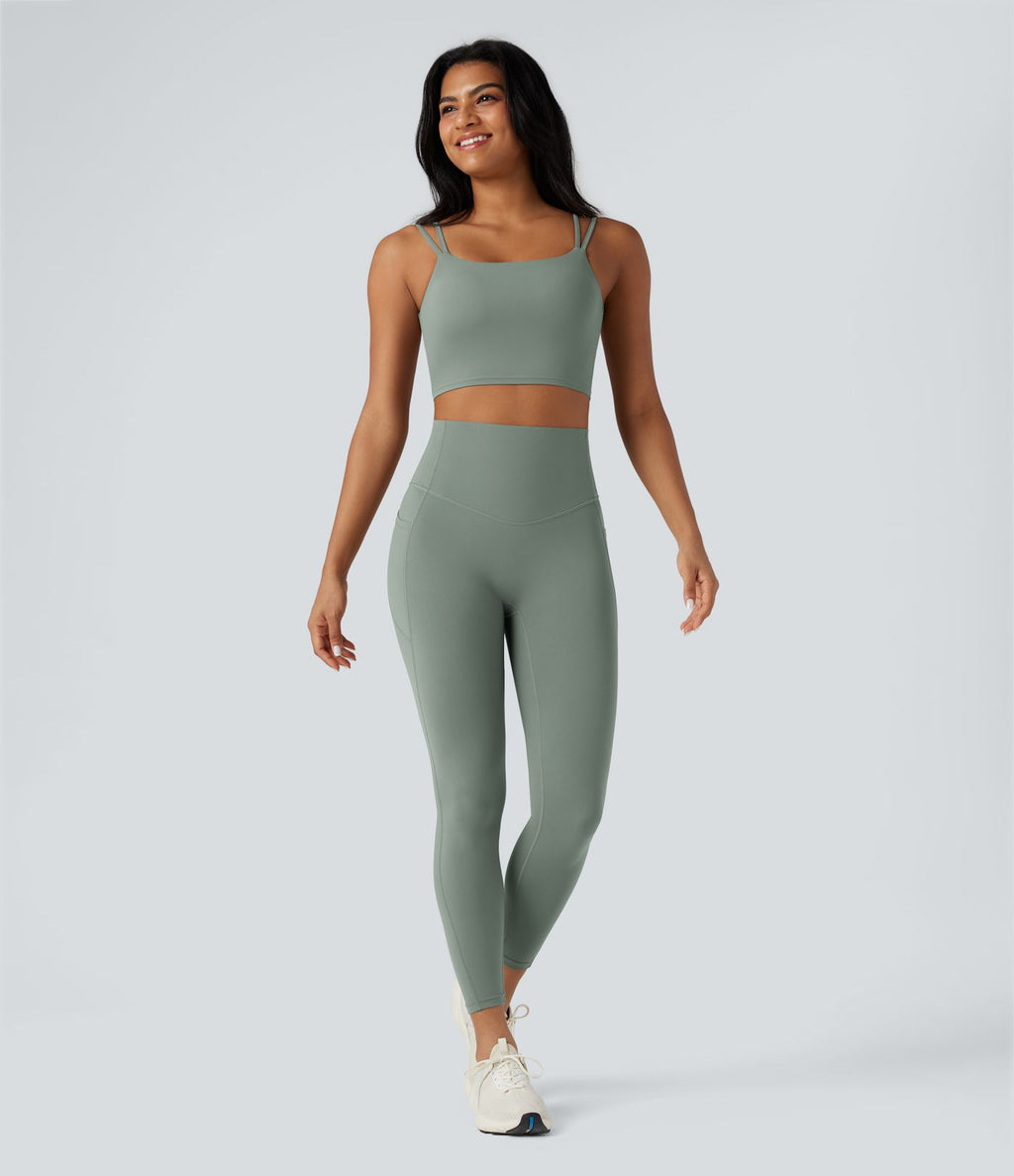 Débardeur yoga court Halara UltraSculpt™ double bretelles torsadé dos nu