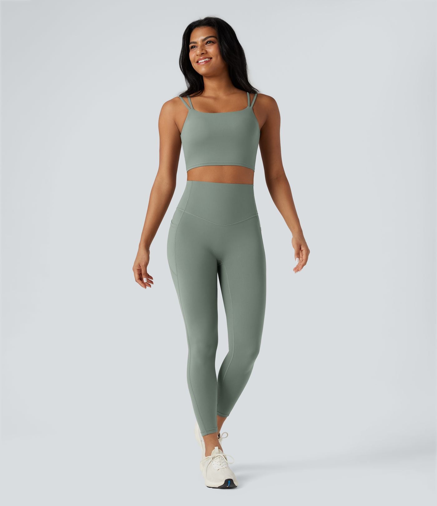 Débardeur yoga court Halara UltraSculpt™ double bretelles torsadé dos nu