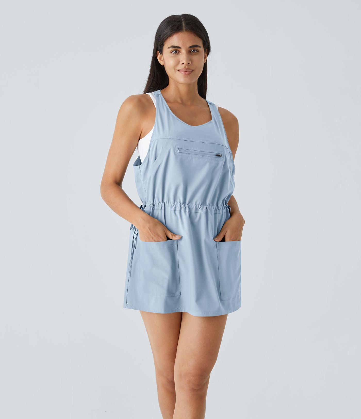 Breezeful™ Robe Sport Randonnée Mini Séchage Rapide 2 Pièces Dos Nu Poches Multiples Cordon de Serrage