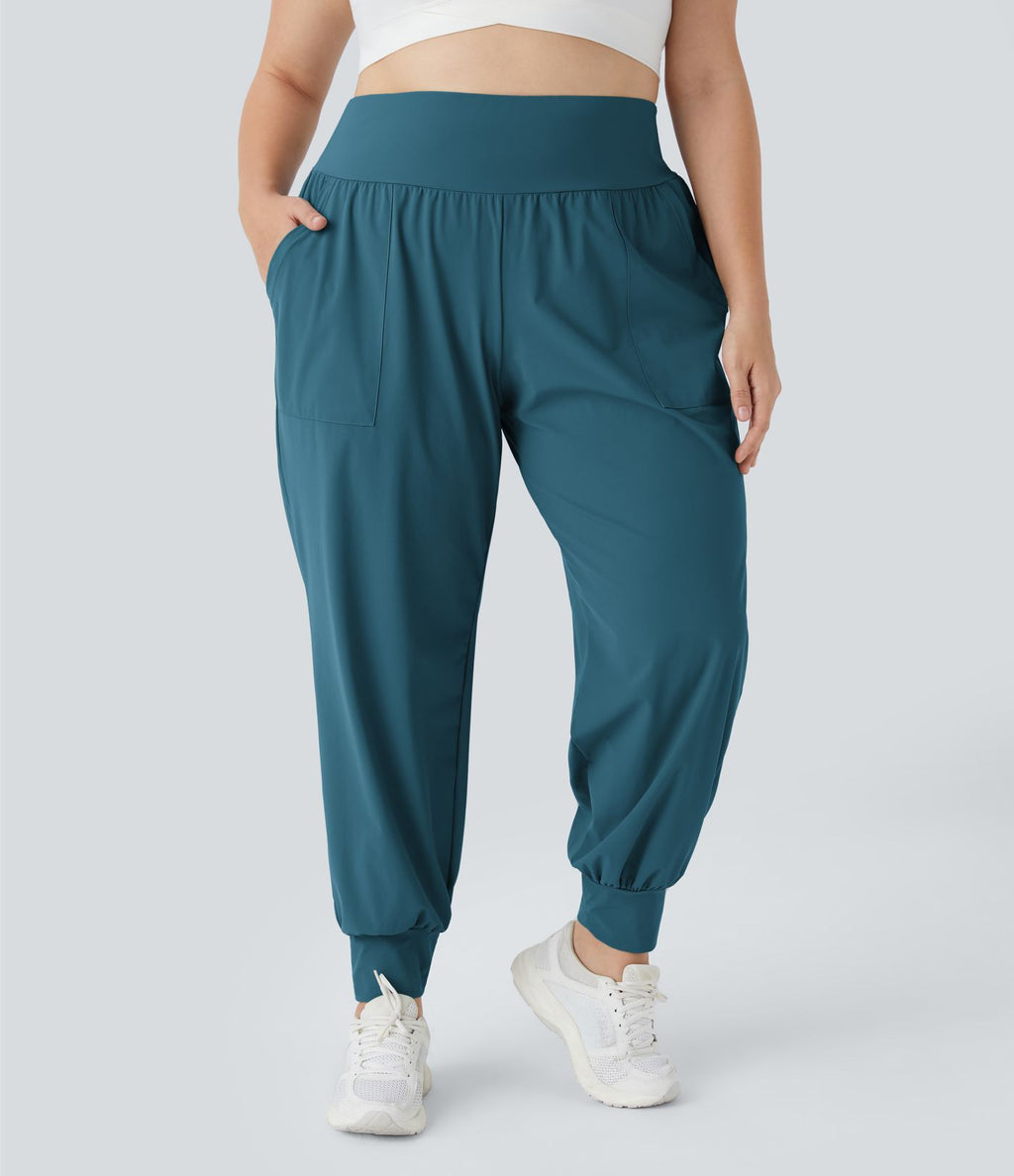 Jogging Yoga Grande Taille Taille Haute avec Poches Latérales Unies