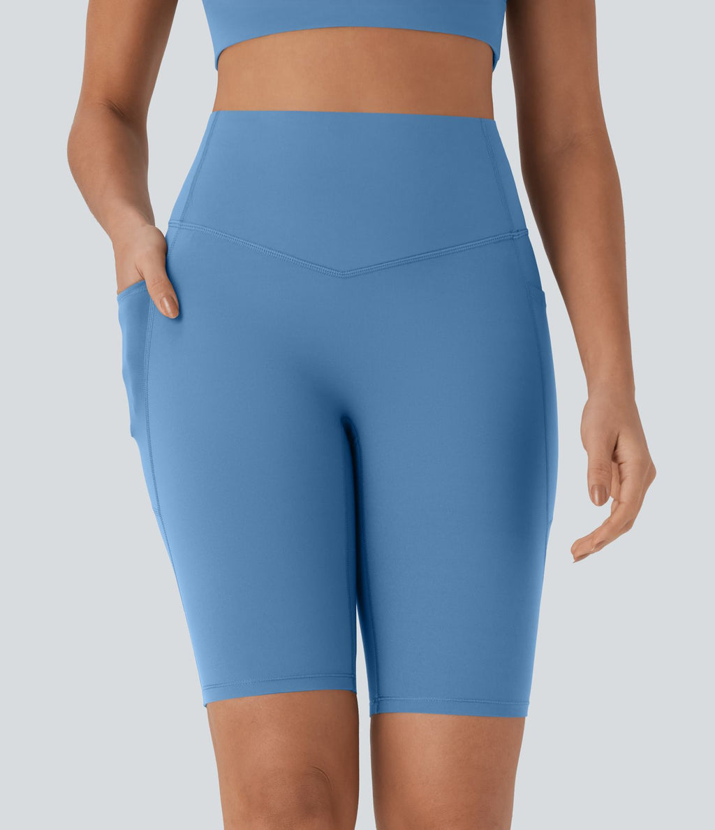 Short cycliste 22,8 cm d'entraînement gainant taille haute avec poches Halara UltraSculpt™