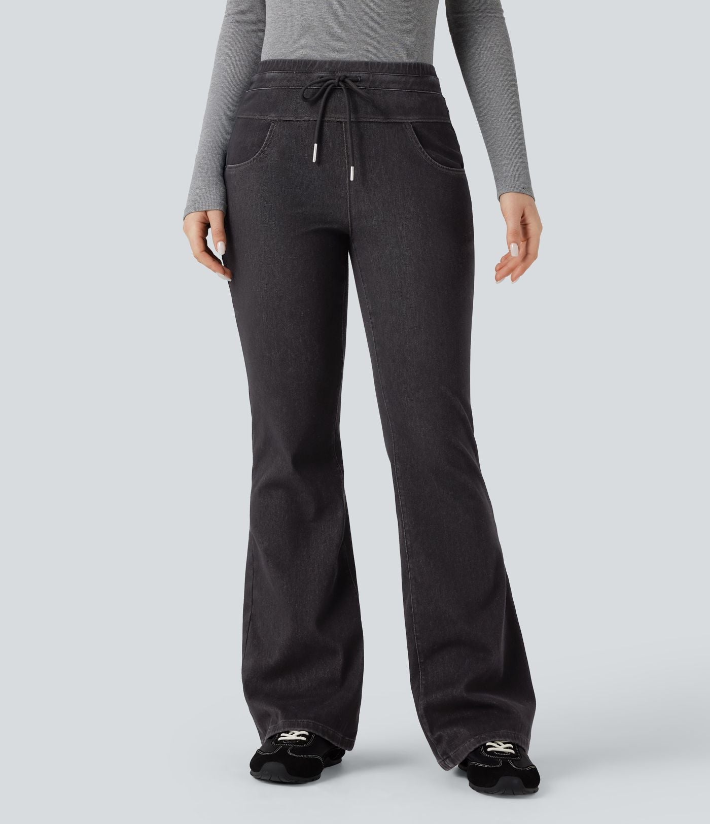 Halara Flex™ Denim Heat Legging casual évasé taille haute avec cordon de serrage et poches