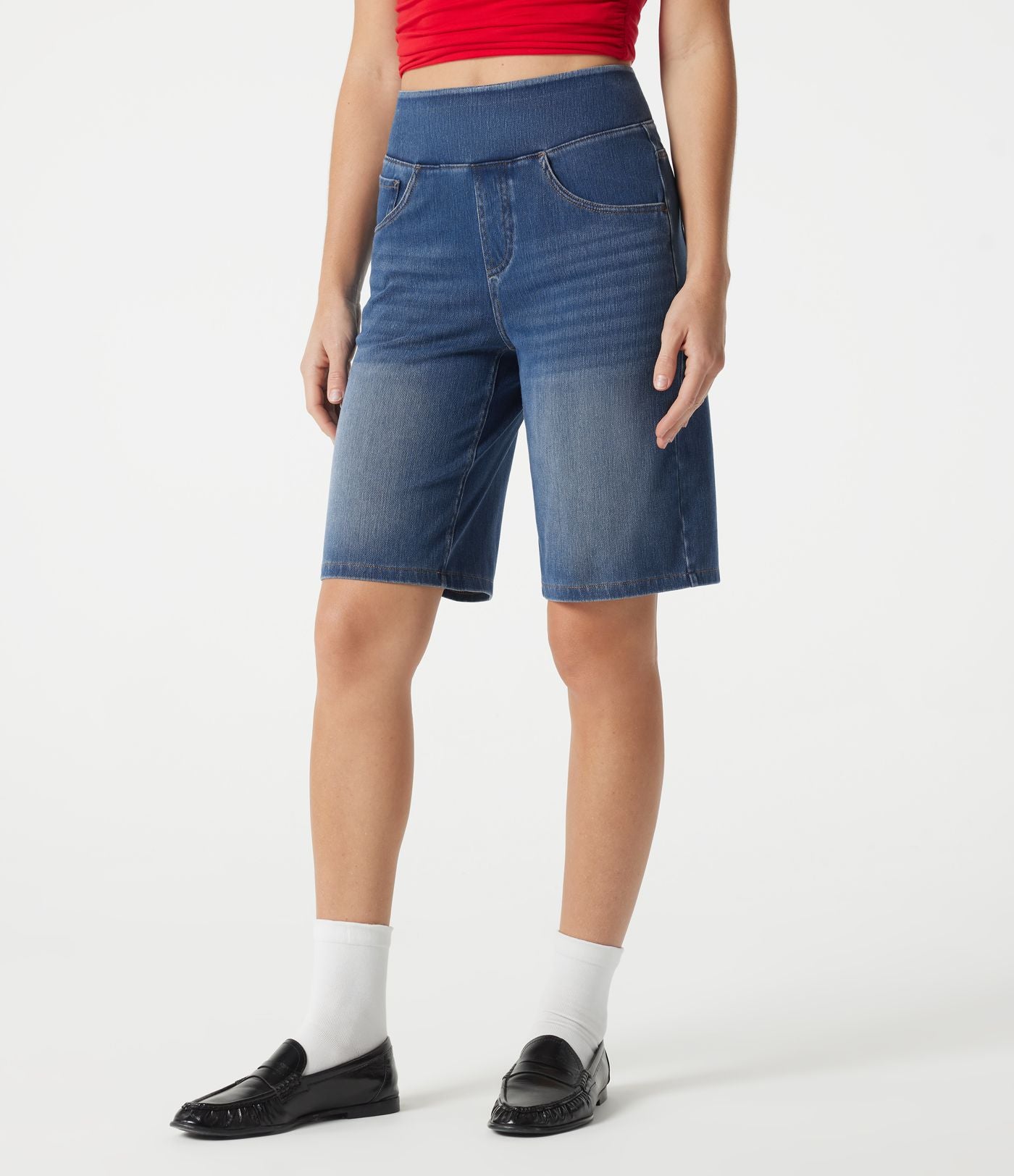 Halara Flex™ Bermuda casual en jean taille haute avec poches
