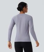 Haut de sport col rond manches raglan longues sans couture OneForm Seamless Flow