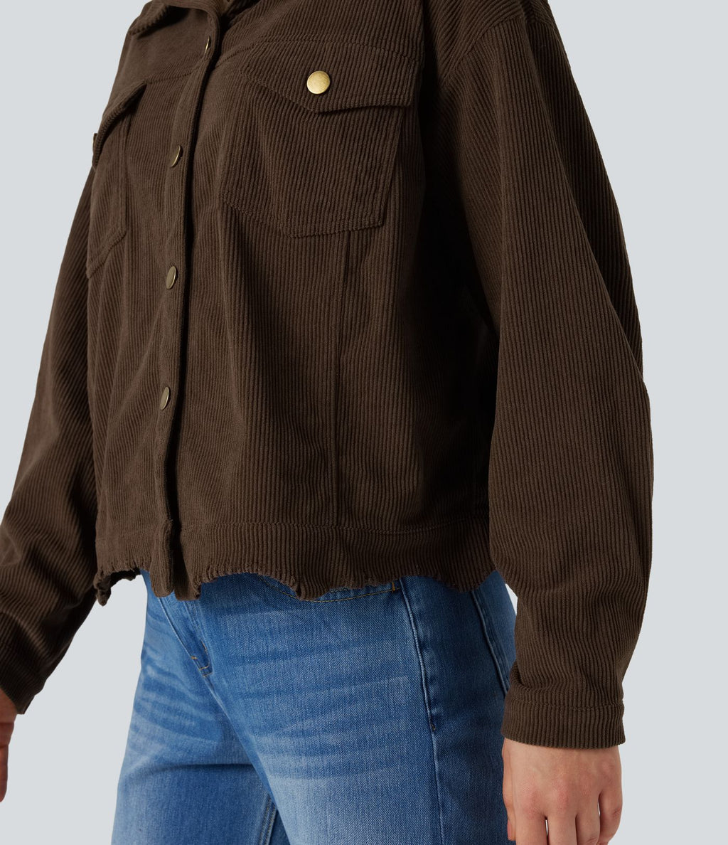 Veste chemise velours côtelé manches longues avec boutons et poches
