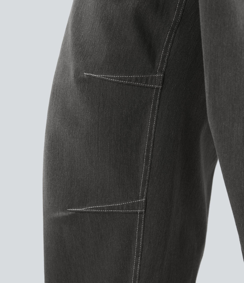 Jean Barrel 7/8 décontracté taille mi-haute avec poches Halara Flex™