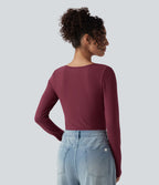 Top casual chaud push-up avec bonnets moulés, col cranté et manches longues - Bonnet A/B