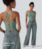 Crop top casual col U avec brassière intégrée — Bonnets B-E