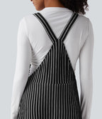 Robe décontractée midi fluide à rayures avec poches