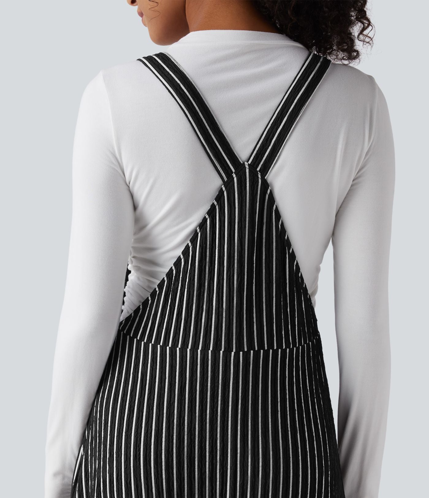 Robe décontractée midi fluide à rayures avec poches