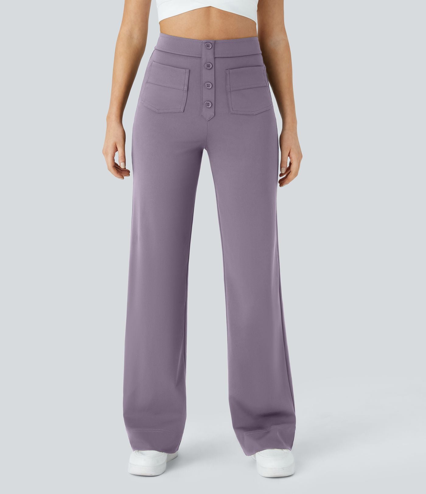 Pantalon taille haute coupe droite DayStretch avec poches