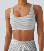 Brassière de sport yoga soutien léger col U à découpes rayé bonnets A-C