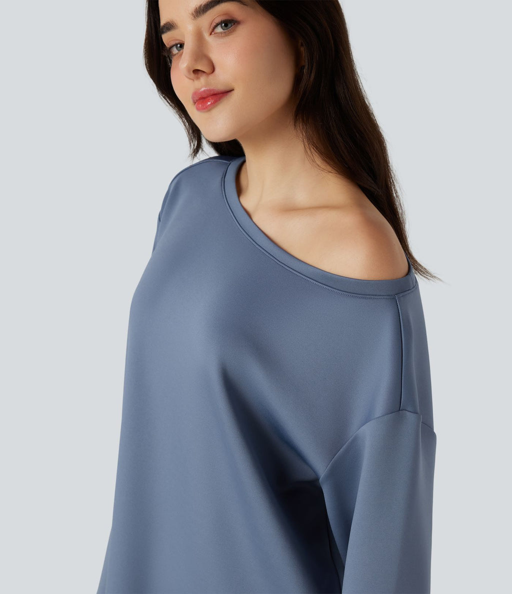 Sweat-shirt col bateau manches longues coupe décontractée