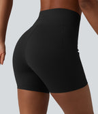 Short de cycliste yoga uni taille haute 12,5 cm avec cordon de serrage et poches
